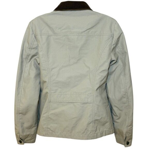 L.L. Bean Womens XS Jacket Barn Chore Coat Tan Corduroy Collar Plaid Lined - Picture 2 of 9